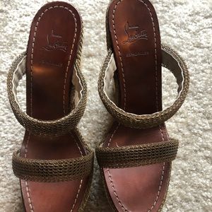 Christian Louboutin Espadrilles Brown Wedges 38